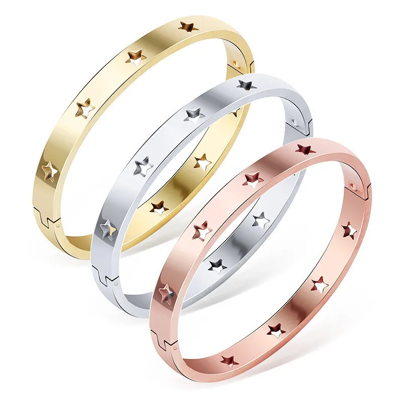 Wholesale Streetwear Star Titanium Steel Plating Bangle