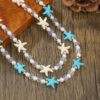 Wholesale Bohemian Wind Beach Series Turquoise Starfish Pearl Crystal Single Layer Necklace Seaside Holiday Style Clavicle Chain for Women