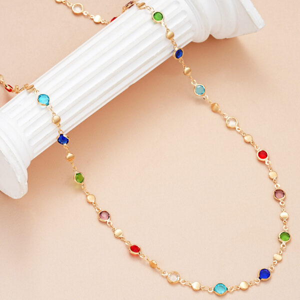 Wholesale Cross-border new European and American style fashion creative color rhinestone tassel necklace niche high color zircon clavicle chain