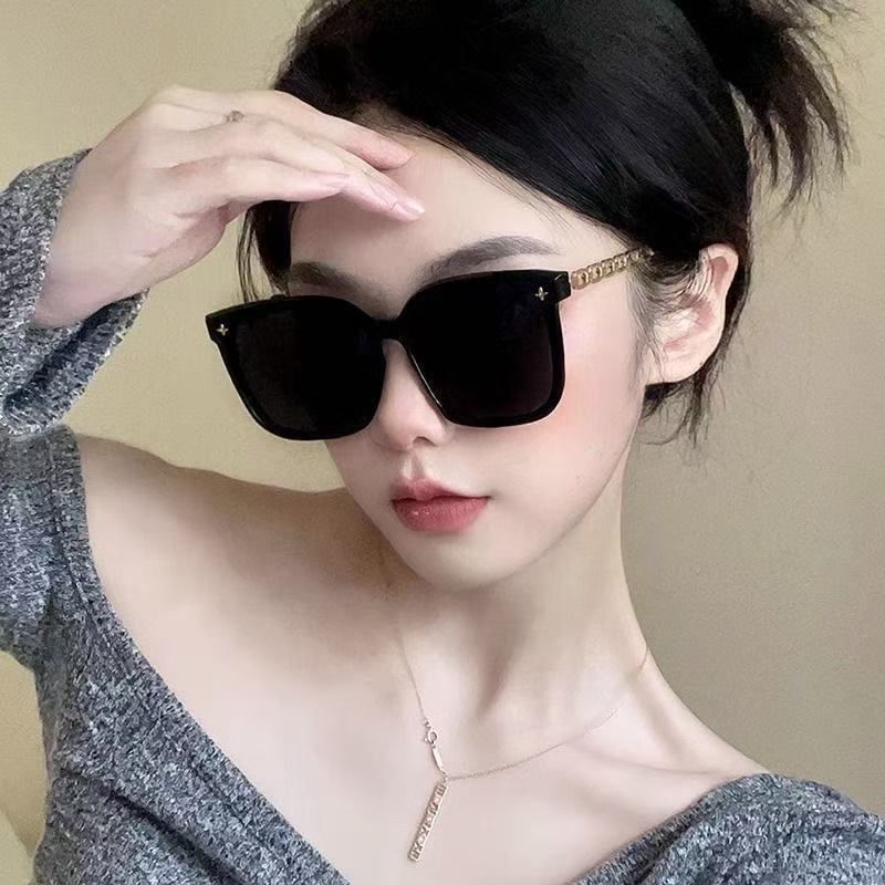 Wholesale 2023 New Style Sunglasses Summer High-End Sunglasses Anti-Uv Metal Legs Women's Round Face Slimming Look Sun Visors