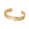 Wholesale PVD Coated Real Gold Plated 18K Gold Solid Color 304 Stainless Steel Simple Style Waterproof Non Tarnish Cuff Bracelets