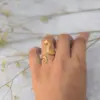 Wholesale 304 Stainless Steel Hippocampus PVD Coated 18K Real Gold Plated Real Gold Plated Vacation Marine Style Waterproof Non Tarnish Gold Rings