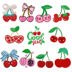 Wholesale Cherry Embroidered Cloth Sticker No-sewing Girl's Down Jacket Patch Sticker Holes Sticker Large