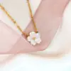 304 Stainless Steel Flower Patchwork Pendant Necklace