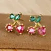 Wholesale 1 Pair Cute Simple Style Cherry Fruit Plating Copper Zircon Ear Studs