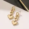 Wholesale PVD Coated 18K Gold Real Gold Plated Heart Shape 304 Stainless Steel Fashion Waterproof Non Tarnish Drop Earrings