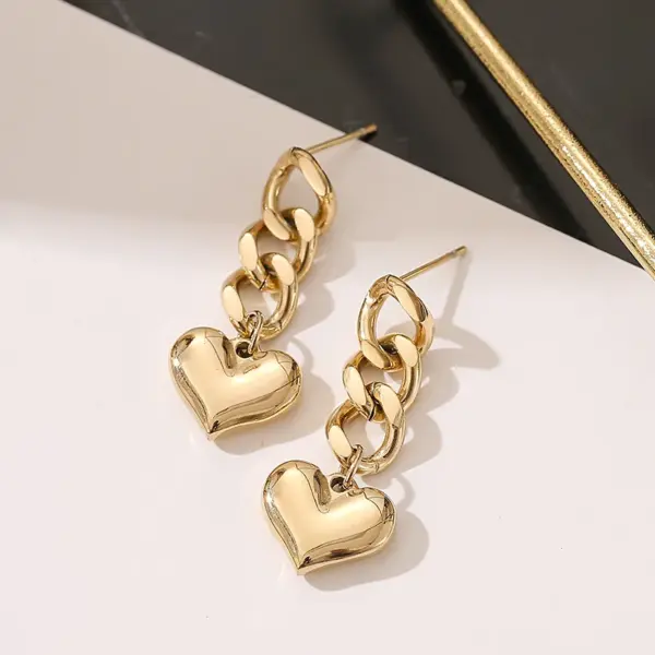 Wholesale PVD Coated 18K Gold Real Gold Plated Heart Shape 304 Stainless Steel Fashion Waterproof Non Tarnish Drop Earrings