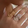 Wholesale Summer Ladies' 18K Gold Plated Stainless Steel Geometric Hollow Out Open Ring Adjustable Size Casual Wear Elegant Design