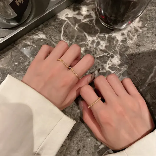 Wholesale Simple Style Solid Color Titanium Steel Plating Gold Plated Rings