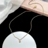 PVD Coated Real Gold Plated 18K Gold Solid Color 304 Stainless Steel Simple Style Waterproof Non Tarnish 304 Stainless Steel Necklace