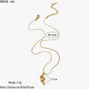 Snake Pendant Necklace / One Size / N0526
