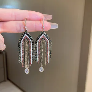 38# Ear Hook-Black Triangle Tassel