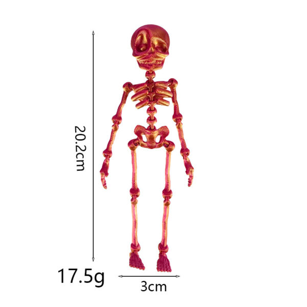 Wholesale Cross-border best-selling 3D printed skeleton with movable joints - children's Halloween toy, creative refrigerator magnet.