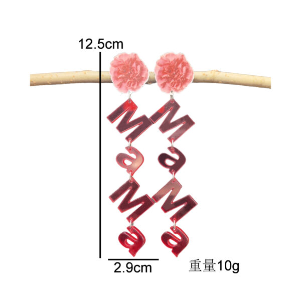 Wholesale Cross-border creative flower color transparent candy color mother's day acrylic letter earrings holiday gift earrings