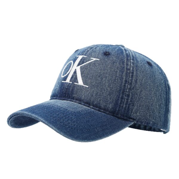 Wholesale New Classic Ok Denim Letter Hat Embroidered Men's and Women's Four-Season Sunshade Adjustable Curved Brim Baseball Cap Trendy