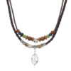 Wholesale Vintage leaf pendant multi-layer pull-out handmade necklace