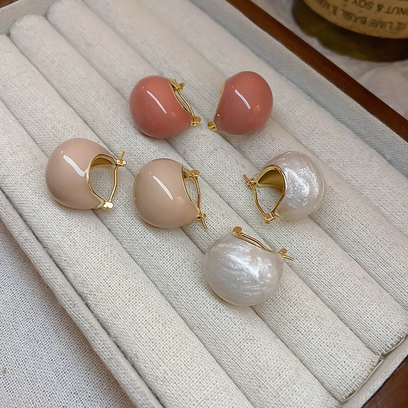 Wholesale 1 Pair Retro Ball Enamel Plating Copper Hoop Earrings