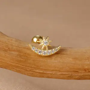 E1360-3-Gold/1.3*1.1cm-White diamond-1pc