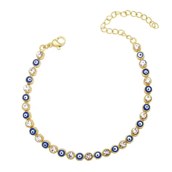 Wholesale Fashion Eye Copper 18k Gold Plated Artificial Gemstones Bracelets In Bulk