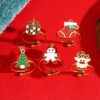oly-2d0f8cb504451b001715bb72e7cac230 Wholesale Christmas series stainless steel open ring with cartoon snowman design, festive ring