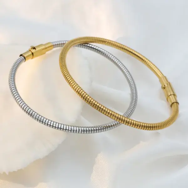 Wholesale Basic Classic Style Geometric Solid Color Stainless Steel Plating Bracelets