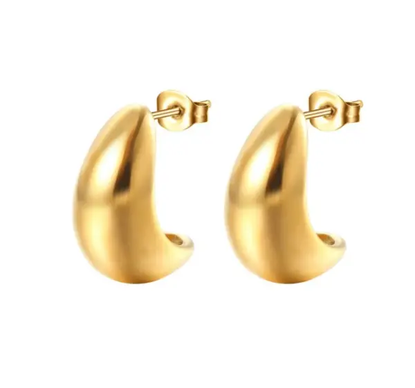 304 Stainless Steel Moon PVD Coated No Inlaid 18K Gold Plated 18K Gold Fashion Waterproof Non Tarnish Plating Gold Earrings