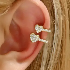 Wholesale Double Heart Shaped Earrings For Women With Embedded Zirconia Suitable For Daily Wear Office Parties Engagement Gifts