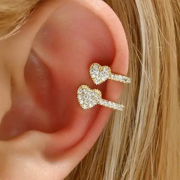 Wholesale Double Heart Shaped Earrings For Women With Embedded Zirconia Suitable For Daily Wear Office Parties Engagement Gifts
