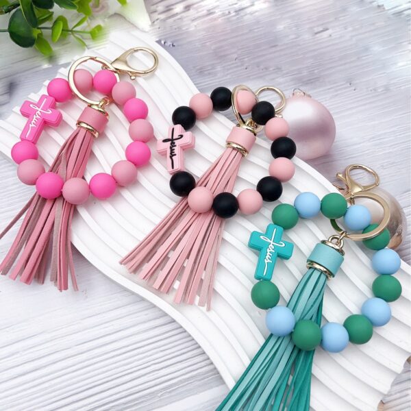 Wholesale Cross Beaded Bracelet Keychain
