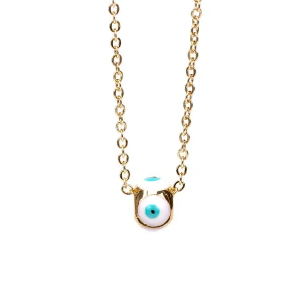 Wholesale New Copper Dripping Oil Eye Pendant Female Gold-plated Necklace Turkish Devil Eye Necklace Cross-border Wholesale