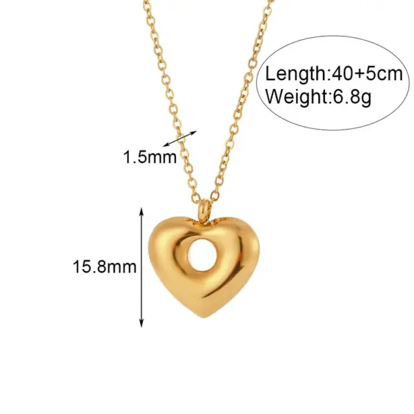 Wholesale 304 Stainless Steel Devil'S Eye Moon Heart Shape PVD Coated Rhinestones 18K Real Gold Plated Simple Style Classic Style Waterproof Non Tarnish Plating Inlay Cable Chain Gold Pendant Necklace