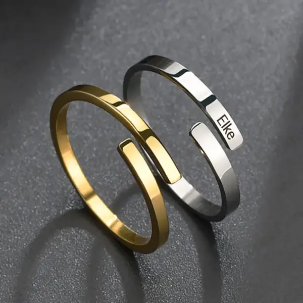 Wholesale PVD Coated Real Gold Plated 18K Gold Geometric 304 Stainless Steel Simple Style Commute Waterproof Non Tarnish Rings