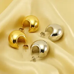 Wholesale 1 Pair Elegant Water Droplets Polishing Plating 304 Stainless Steel 18K Gold Plated Ear Studs