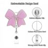 Wholesale Explosive glitter acrylic pink bow staff doctor nurse medical student retractable chest card holder easy pull buckle