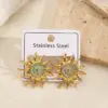 Wholesale Sunshine Plating Color Retention Earrings Hot Selling Polished And Drip Oil Electroplated Stainless Steel