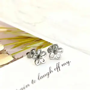 Steel Color Hollow Flower Pin (Single Piece)