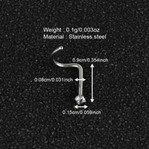 1 Piece Nose Rings & Studs Simple Style Classic Style Geometric 303 Stainless Steel Polishing Inlay Zircon Nose Rings & Studs Nose Pin