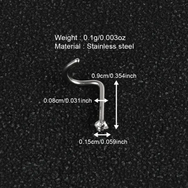 1 Piece Nose Rings & Studs Simple Style Classic Style Geometric 303 Stainless Steel Polishing Inlay Zircon Nose Rings & Studs Nose Pin