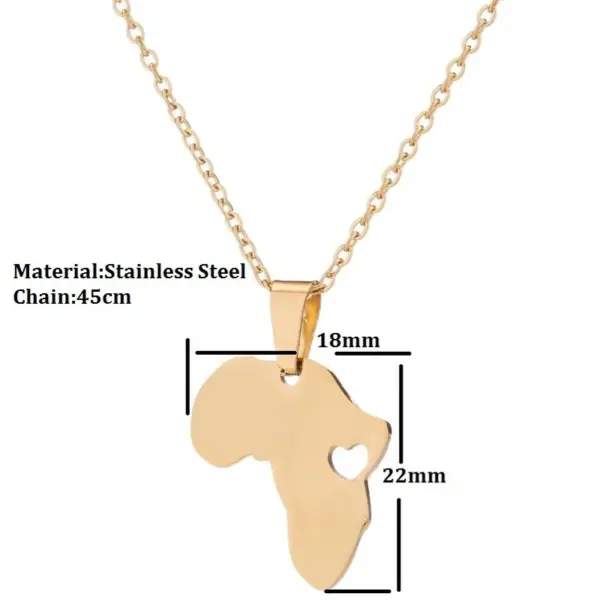 Wholesale PVD Coated 18K Gold Real Gold Plated Map 201 Stainless Steel Fashion Waterproof Non Tarnish 201 Stainless Steel Pendant Necklace