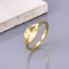 Wholesale 304 Stainless Steel Solid Color PVD Coated 18K Real Gold Plated Simple Style Waterproof Non Tarnish Plating Gold Rings