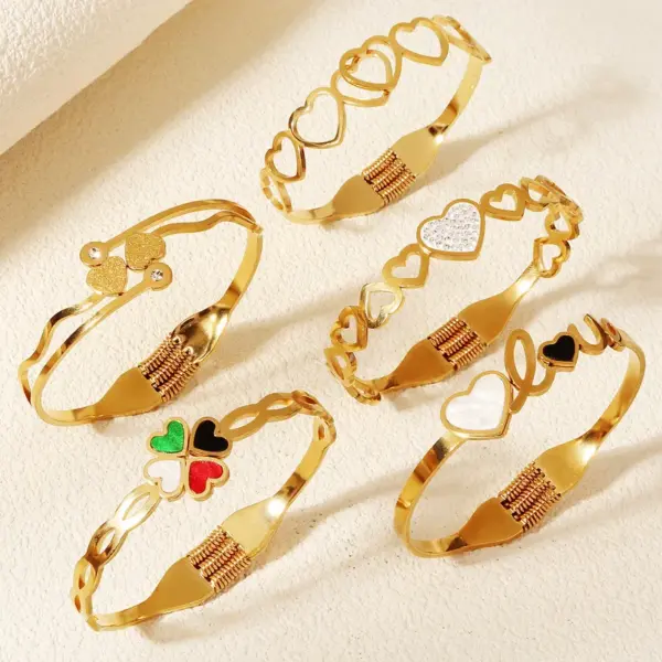 Wholesale Elegant Lady Letter Heart Shape Butterfly 304 Stainless Steel Bangle In Bulk