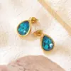 304 Stainless Steel Glass Water oplets Ion Plating (IP) Artificial Rhinestones 18K Gold Plated Vintage Style French Style Classic Style Waterproof Non Tarnish Inlay Multicolor-Golden Yellow Ear Studs