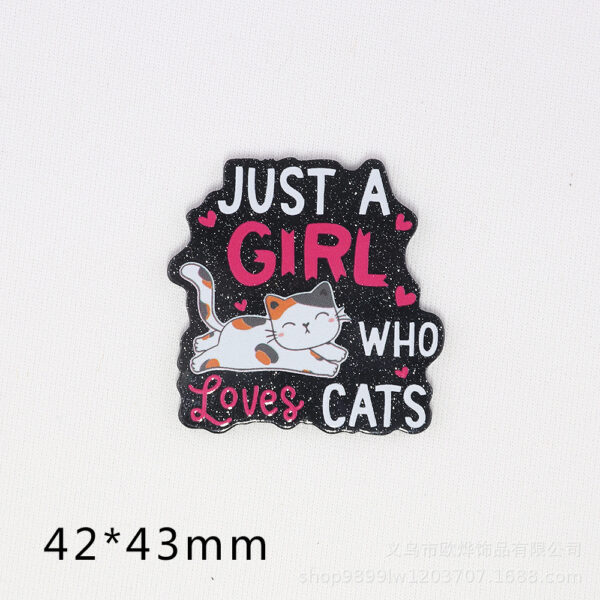 Wholesale New loose powder cross-border cartoon letter cat love bag jewelry acrylic pin DIY patch accessories