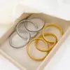 Wholesale PVD Coated 18K Gold Real Gold Plated Solid Color 304 Stainless Steel Simple Style Waterproof Non Tarnish 304 Stainless Steel Bangle
