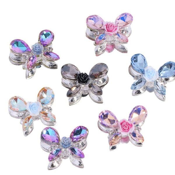 Wholesale DIY heavy-duty alloy rose and butterfly rhinestone beads with straight holes
