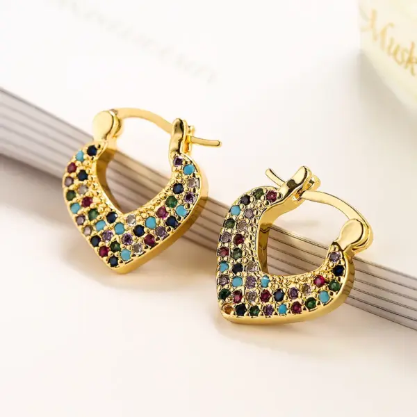 Wholesale 1 Pair Simple Style Commute Heart Shape Plating Inlay Copper Zircon 18k Gold Plated Earrings