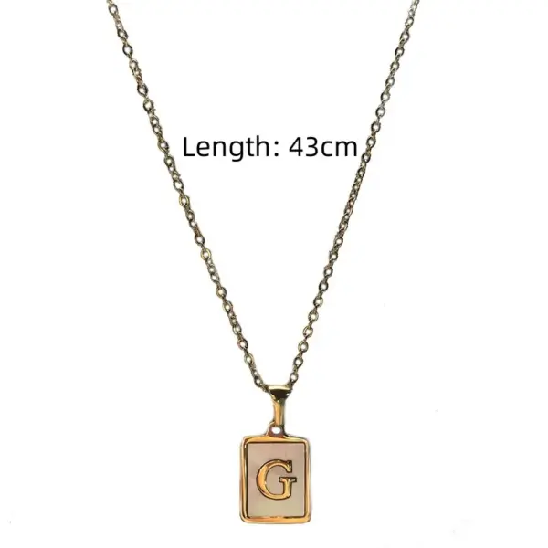Wholesale Fashion Letter Titanium Steel Pendant Necklace Metal Inlay Shell Stainless Steel Necklaces