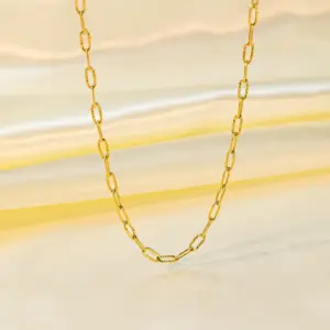 15 [Ah329] Cross Embossed Necklace / Gold