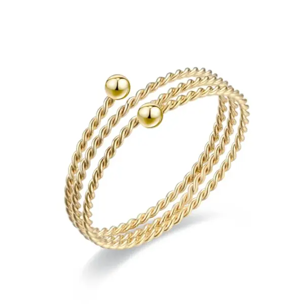 Wholesale Real Gold Plated 201 Stainless Steel PVD Coated Solid Color Waterproof Non Tarnish Simple Style Open Ring For Women'S