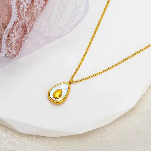Wholesale PVD Coated Real Gold Plated 18K Gold Avocado 304 Stainless Steel Simple Style Commute Waterproof Non Tarnish Earrings Necklace
